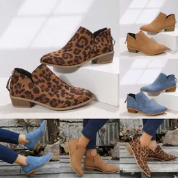 2022 H￶st- och vinterkvinnor Booties Ny tjock h￤l tillbaka dragkedja korta st￶vlar