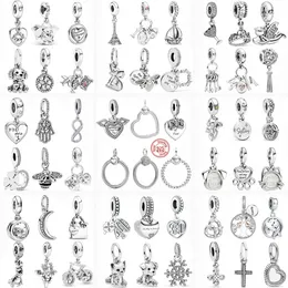 925 STERLING Gümüş Dungle Charm Kadın Boncuklar Yüksek Kaliteli Takı Hediye Toptan Sıcak Moda Kalp Arkadaş Kedi Köpek Seni Seviyorum Kolye Boncuk Fit Pandora Bilezik DIY