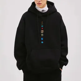 Hoodies للرجال هوديي قميص كبير الحجم الكبير كوكب طباعة الخريف رجل من النوع الثقيل اليومية التنقلات الشارع المحايدة