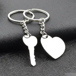 Party Favor Zinc Alloy Sier Plated Lovers Gift Wedding Favors Couple My Heart Keychain Fashion Keyring Key Fob Creative Chain Drop De Dhytk