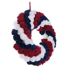 Decorative Flowers Patriotic Wreaths For Front Door July 4th Decor Wreath American Independence Day Wall Home