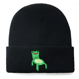 Basker froggy stol broderi beanie m￤n kvinnor stickade hatt spel skallies varm vinter unisex ski hip hop utomhus m￶ssor