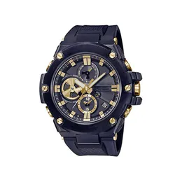 Iced Out Watch Sport Quartz Relógio masculino de alta qualidade Todas as mãos podem operar PU com mostrador grande Hora mundial à prova d'água B100 Oak Watch