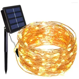 Saiten Outdoor Solarbetriebene Kupferdraht LED-Lichterketten 20M 10M 5M Wasserdichte Lichterkette für Weihnachtsgarten-Feiertagsdekoration