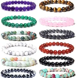 12 Styles Natural Stone Strands P￤rlade armband handgjorda elastiska charm f￶r kvinnor m￤n ￤lskare yoga energy smycken
