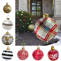 Large christmas ball decoration balloon 60cm outdoor natale tree ornaments wedding decor pvc inflatable toy big red snowflakes golden stripe balls xmas 2022 funny