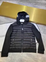 MONCLAIR 남자 뜨개질 후드 다운 코트 두꺼운 따뜻한 더블 지퍼 디자인 재킷 슬림 파카 검은 색 NFC 스캔