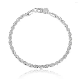 Länkarmband 925 Silverarmband 3mm Twist Rope Chain Lobster Clasp Fashion Jewelry for Women/Men Trendy Dally Gift grossistpris