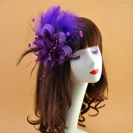 Başlıklar ziyafet tüyü saç pimleri başlık düğün partisi gelin tiara kadın fascinators klips bayanlar aksesuarları kafa grubu