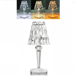 Table Lamps Three Color Transform Diamond Lamp USB Rechargeable Acrylic Decoration Desk Bedroom Bedside Bar Crystal Lighting