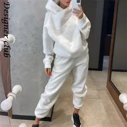 Women's Two Piece Pants Womens Oversized Tracksuit Warm Fleece Suits Hoodies Tops Casual Sweatshirts Jogging Pant Outfits Sweatpants 221010