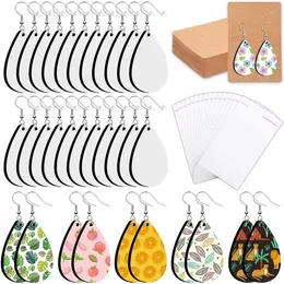 DHL Sublimation Blank Pendant Earrings Ocheyu Printing Unfinished Teardrop Heat Transfer Earring with Hooks and Jump Rings for Jewelry DIY Making FY3957 b1011