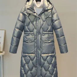 Женщины вниз по парке Fitaylor Winter Cotton Down Jacket Женская модная капюшка карманы на молнии длинные пальто.