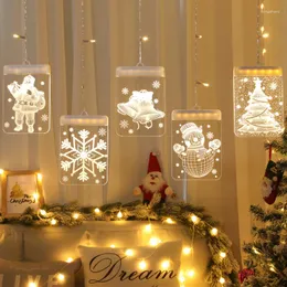 Strings LED Star Lights Room Layout Christmas Decorative 3D Hanging Old Man Modeling Curtain Ice Light String