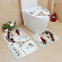 Carpets Bath Rugs Bathroom Carpet Set Toilet Seat Cover Suede Flannel Anti-Slip Fur Mat Washable 45cmx75cm 3 Pcs/set H1220