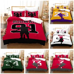 Bedding Sets Polyester Basketball Stars series 3D Digital Printing Duvet Cover Set 3 PCS European and American Style Super Soft Quilt Cover with Pillowcase Full Size