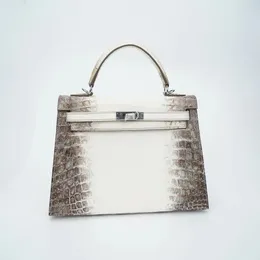 25 cm Real Crocodile Shoulder Bag Design Purse Luxury Handväska Helt handgjorda kvalitetsvaxlinjesömmar grossistpris