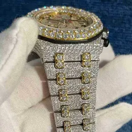 20242024 nova versão ston relógio ouro sier pass tt masculino vvs diamantes qualidade superior movimento eta automático luxo congelado 2 tons