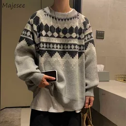 Erkek Sweaters Erkek Argyle Sakiller Büyük Boy Boyutlu Kalın Kalın Dents Retro Örgü Yüksek Kaliteli Erkekler All-Match Kore Stil Moda G221010