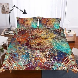 Bedding Sets Fanaijia Mandala Bedding Conjunto Size queen Tamanho Multicolor Bohemian Tampa de edredão Conjunto de cama de tamanho completo 221010