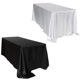 Table Cloth 228x33 5Cm/145X320Cm Wit/Zwart Dubbele Gestikt Rand Rechthoekige Satijn Tafelkleed Voor Bruiloft Kerst Decoratie