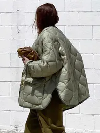 Mulheres para baixo parkas mulher roupas 2022 outono inverno vintage o-pescoço solto bolsos manga longa parkas streetwear acolchoado jacktes casacos femininos y2k t221011