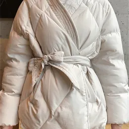 Women Down Parkas Hzirip Design Kobiety zimowe liczne szarfy płaszcz Kobieta gruba wysokiej jakości studenci Słodka Office Lady Warm Kurtka 221010