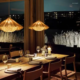 Подвесные лампы ротанная люстра Юго -Восточная Азия Ресторанная спальня изучение эль -хаус творческая японская китайская лампа дзен дзен тростника
