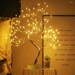 Night Lights LED Tabletop Bonsai Tree Light Touch Switch DIY Artificial Lamp Decoration For Gift Home Decor Battery/USB Operated