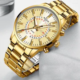 Wristwatches Men أفضل علامة تجارية عرضية رجال الأعمال رجال الفولاذ المقاوم للماء الكوارتز مقاوم لكارتز الساعات تاريخ مونتر هوم