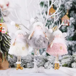Adornos navideños, 1 pieza, colgantes de árbol de Navidad, decoración de muñeco de peluche de Ángel, juguete colgante creativo, adornos de fiesta bonitos
