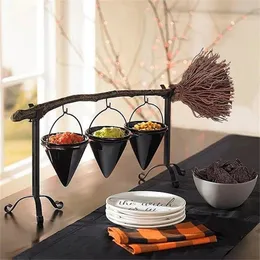 Decorações de Natal Broomstick Snack Bowl Stand Hands Hands Halloween Pumpkin Party Creative Casket 221010