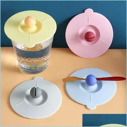 ドリンクウェアの丸い丸いカップ蓋セラミックシングル販売ガラス水茶カップアクセサリーダストプルーフマグドロップ配信2022ホームガーデンKI DHKVU