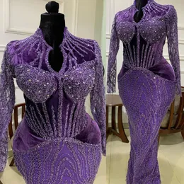 2022 Arabisch Aso Ebi Mantel Luxuriöse Ballkleider Perlen Kristalle Abend Formale Party Zweiter Empfang Geburtstag Verlobungskleider Kleid ZJ622