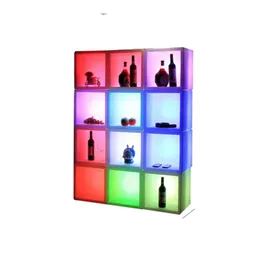 Portable LED Luminous Wine Bar Cabinet Light Up Display Case Waterproof Plastic Beer Champagne Bucket Ice Cube Storage Container