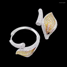 Hoop Earrings Lanyika Copper Calla Lily Ear Ring Micro Pave Zircon For Women Wedding Banquet Everyday Fashion Classics Jewelry