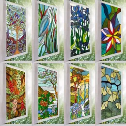 Window Stickers Customized Size Vintage Stained Art Glass Film Films Static Cling Frosted Opaque Sticker Bathroom Kitchen Door Home Decor