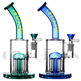 8 tree arms perc 60mm tube Thick glass bong water pipe colorful bongs dab rig heady glass oil rigs pipes bubbler pink Giliglass Heavy nail Hookah