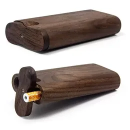 Custodia per pipa in legno di noce per pipa da fumo con una mazza da pipa Coperchio Custodia per opere d'arte fatta a mano Accessori per porta pipe per sigarette