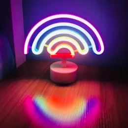 Night Lights Neon Sign USB Led Decoration Lamp Rainbow for Home Kid Room Bedside Decor Light Children Bedroom Sleep