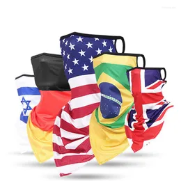 Bandanas plus size esporte bandana seda pendurada triângulo face de tubo de cachecol de pescoço capa de pêssego pêssego de bandeira da cabeça da cabeça nacional bandeira nacional bandeira nacional