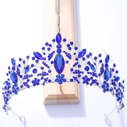 Blue Purple Rose Crystal coroas vintage shinestone tiaras para mulheres concursos de noiva Diadema Cabelos acessórios