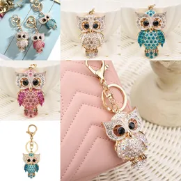 Fashion Owl Diamond Keychain Finish Colored Rhinestone Crystal Keyring Full Diamond Mosaic Women Bag Pendant Handmade Gifts