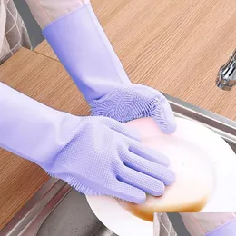 Cleaning Gloves Magic Sile Dishwashing Gloves Wholesale Kitchen Housework Douyin Same Style Creative Mti-Purpose Thickened And Length Dhaxk