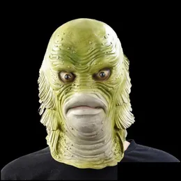 Party Masks Halloween Mask Scary Monster Latex Fish Masks Creature From the Black Lagoon Cosplay Merman Masquerade Party Mascara Horr DHQ8F