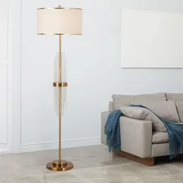 Floor Lamps Nordic Modern Copper Luxury Crystal Standing Living Room Bedroom Bedside Fabric Shade Study E27 Light Fixtures