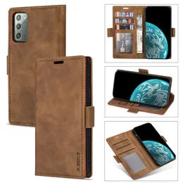 Schlanke magnetische Folio-Handyhüllen für iPhone 13 12 Mini 11 Pro Max XR XS 7 8 Plus Samsung Galaxy S21 Ultra S21FE Mehrere Kartenfächer Mattes Leder Wallet Kickstand Shell