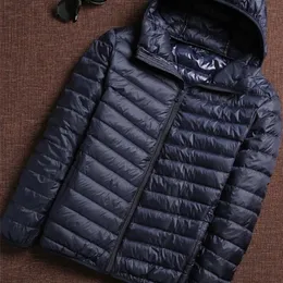 Mens Down Parkas Autumn Winter Fashion Brand Ultra Light Duck Down Jacket Mens Korean Streetwear Feather Coat Hooded Down Jacket Warm Men Clothes 221010