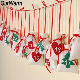 Decorazioni natalizie OurWarm Date 1-24 1-31 Calendario dell'Avvento in feltro Ghirlanda Borsa regalo fai da te Conto alla rovescia Prodotti dell'anno