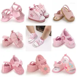 First Walkers 0-18M Fashion Born Pink Baby Shoes Fondo in tessuto antiscivolo per ragazze Eleganti passeggiate traspiranti per il tempo libero